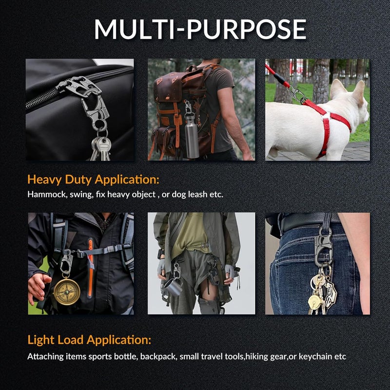 Ahiller Carabiner Keychain Clip, Double Lock Designed - Tungsten Steel Tip, Multifounction Tools for Camping, Hiking, Fishing, Outdoor Survival - Image 3